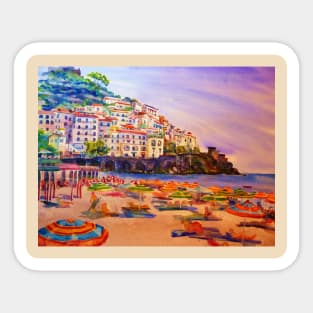 Italian Coast Amalfi Beach Watercolor Sticker